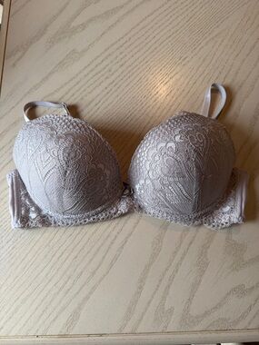 Lace-Trim Molded Push-Up Bra in Light Taupe